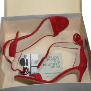 Marc Fisher Medium Red Suede Betty Open Toe Heels – Size 7M